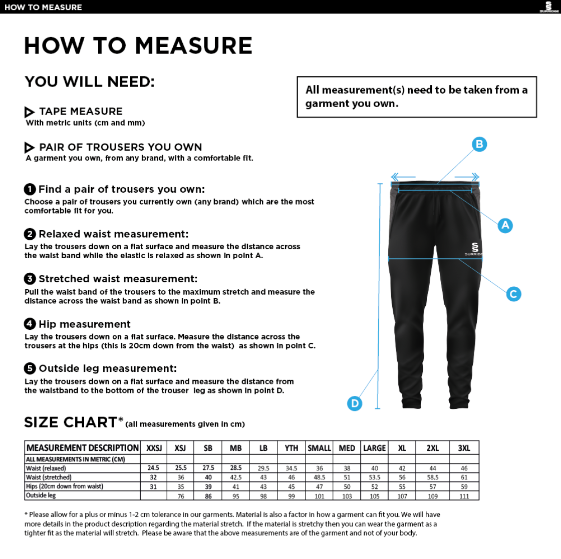 Littlehampton CC - Tek Pants - Size Guide