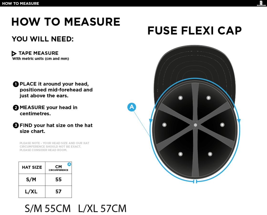 LITTLE HAMPTON CC Fuse Flexi Cap - Navy - Size Guide