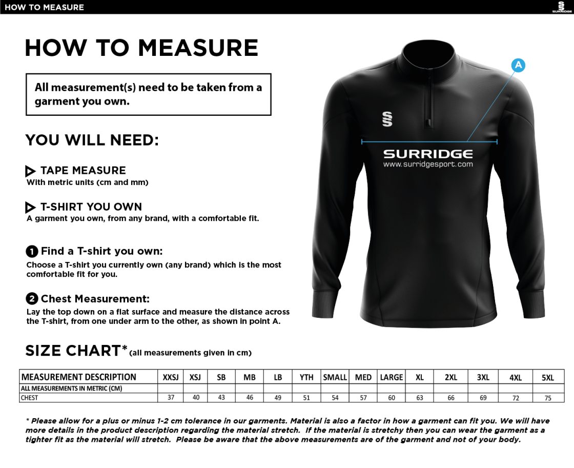 Littlehampton CC - Fuse Performance Top - Size Guide