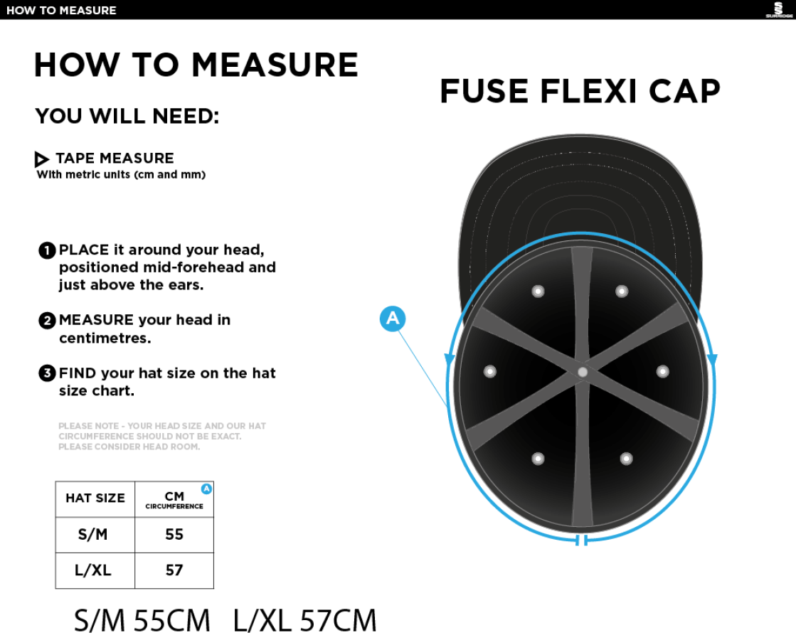 Little Hampton CC - Fuse Flexi Cap - Navy - Size Guide