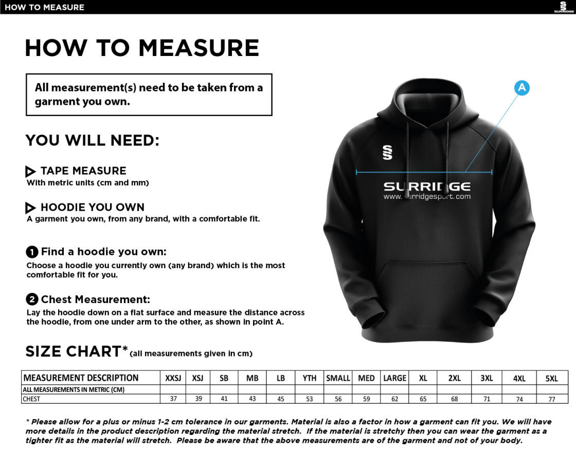 Littlehampton CC - Fuse Hoody - Size Guide