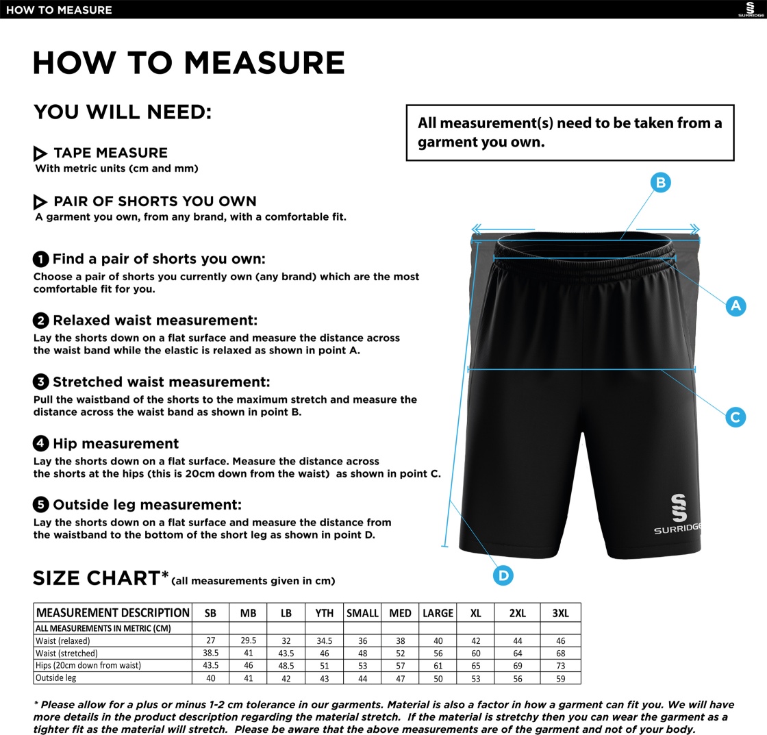 Littlehampton CC - Blade Training Shorts - Size Guide