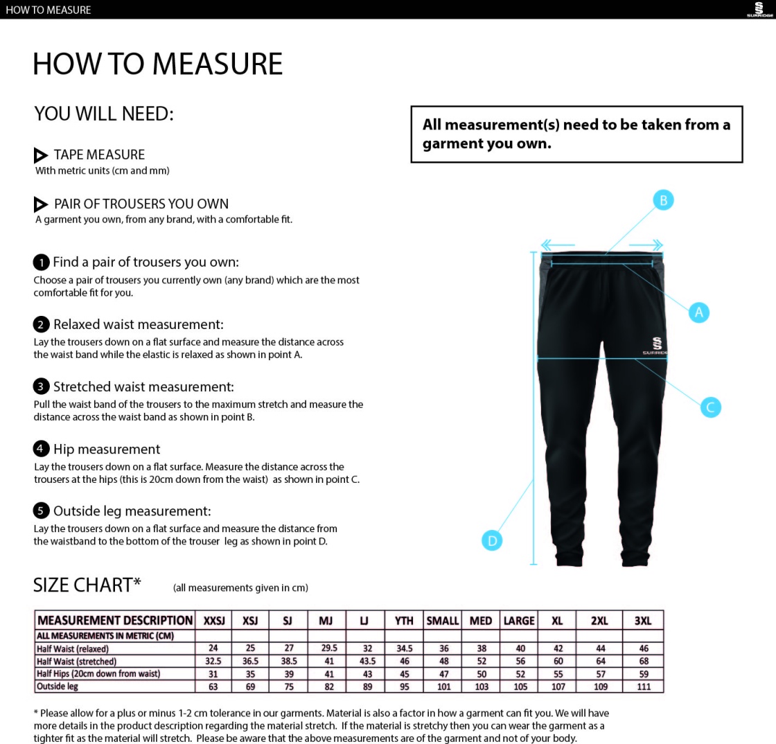 Littlehampton CC - Skinny Pant - Navy - Size Guide
